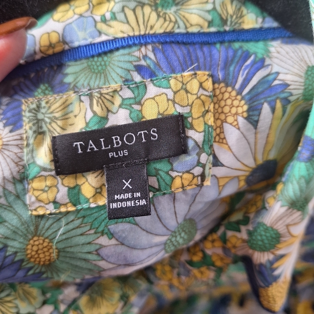 Talbots Cotton Button Front Shirt - Flower Power Size X - Picture 6 of 7